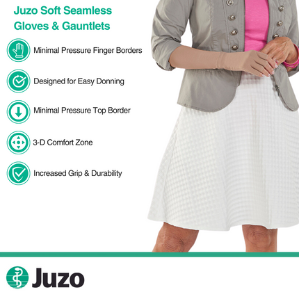 Juzo Soft Seamless Compression Gloves & Gauntlets, 20-30 mmHg, Gauntlet - HV Supply