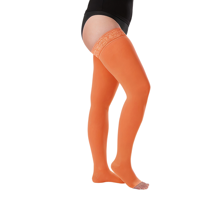 Juzo Soft Compression Stockings, 30-40 mmHg, Thigh High, Silicone Band, Open Toe - HV Supply