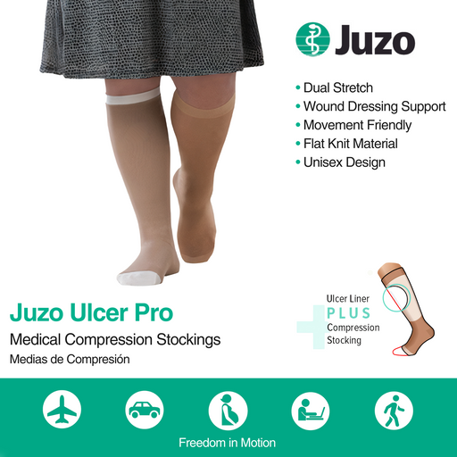 Juzo Ulcer Pro 2-Part Compression System, 40-50 mmHg, Knee High, Beige - HV Supply