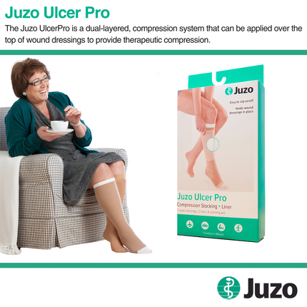 Juzo Ulcer Pro 2-Part Compression System, 40-50 mmHg, Knee High, Beige - HV Supply