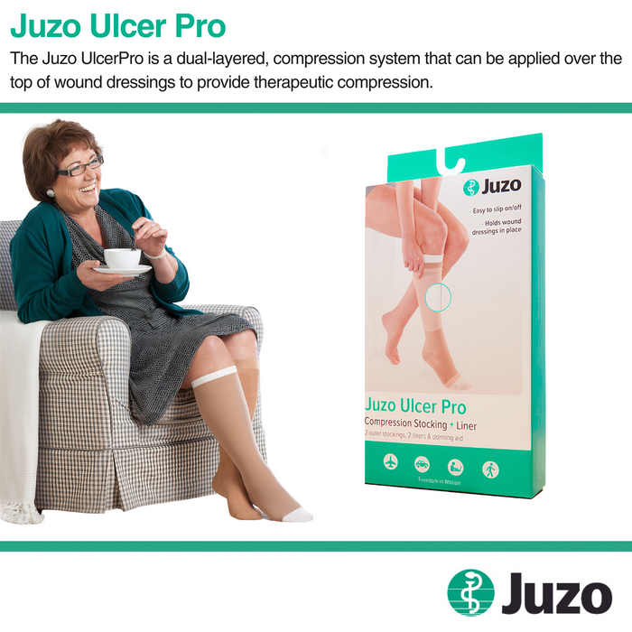 Juzo Ulcer Pro 2-Part Compression System, 30-40 mmHg, Knee High, Beige - HV Supply