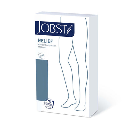 JOBST Relief Compression Stockings 20-30 mmHg Knee High, Silicone Dot Band, Open Toe, Beige