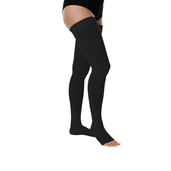 Juzo Basic Compression Stockings, 15-20 mmHg, Thigh High, Silicone Band, Open Toe - HV Supply