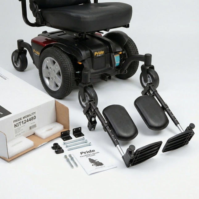 Pride Mobility KIT124480 Elevating Legrests (Pair) – 8.5” x 6” Footplates with Hangers for Jazzy Power Chairs
