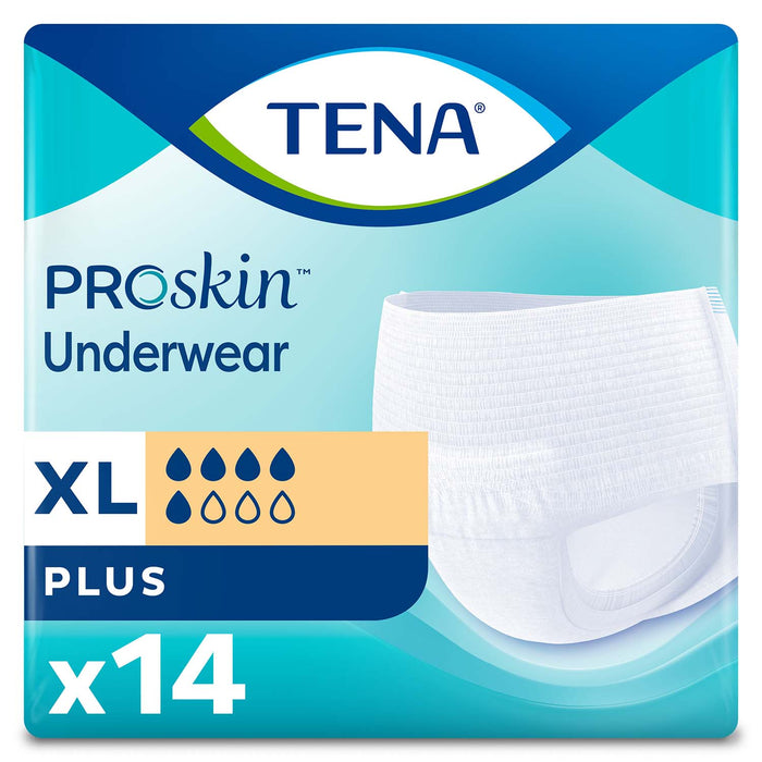 TENA Plus Protective Incontinence Underwear 55"- 66", Moderate Absorbency, Unisex, X-Large, 14 Count