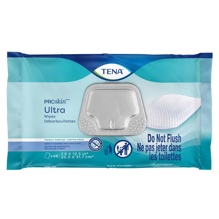 TENA Ultra Washcloth, Premoistened Wipe, Scented, 48 Count