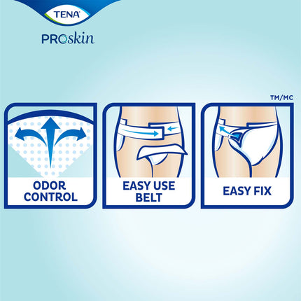 TENA ProSkin Flex Maxi Belted Incontinence Brief 28"- 42", Heavy Absorbency, Unisex, Medium