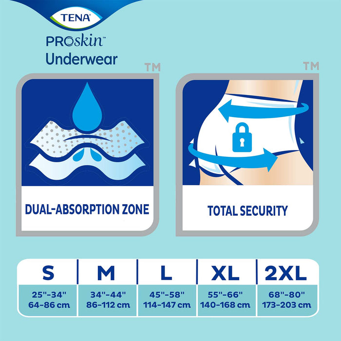 TENA ProSkin Extra Protective Incontinence Underwear 45"- 58", Moderate Absorbency, Unisex, Large