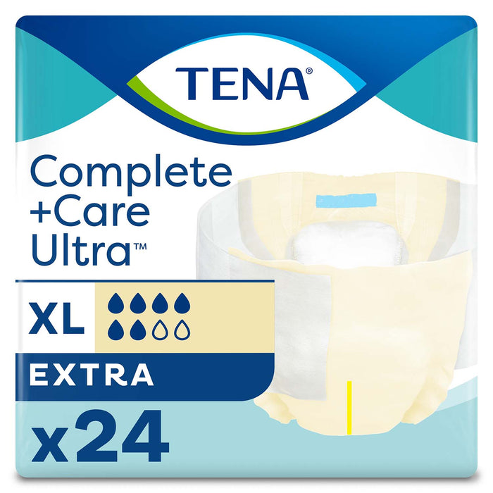 TENA Complete +Care Ultra Incontinence Brief 52"- 62", Moderate Absorbency, Unisex, X-Large