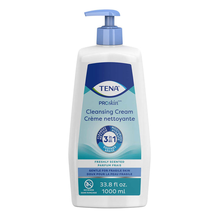 TENA ProSkin Cleansing Cream Rinse-Free Body Wash, Scented, 33.8 fl. oz. Pump Bottle