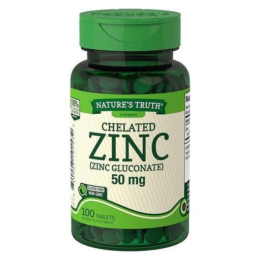 Nature's Truth Chelated Zinc 50mg 100 Tablets - HV Supply