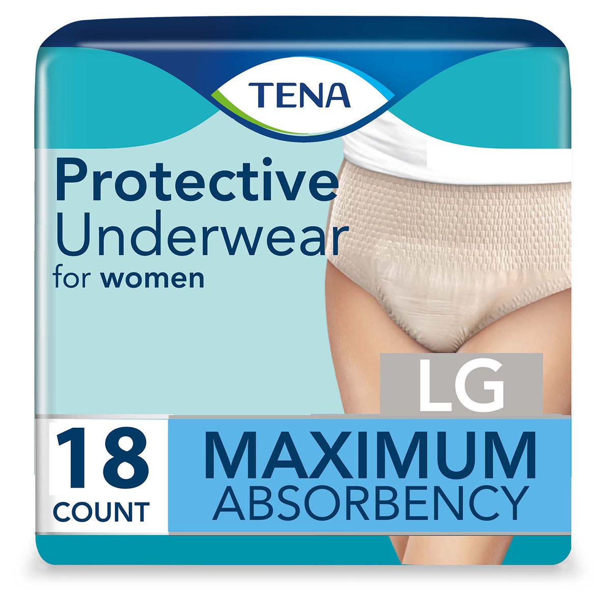 TENA Incontinence Underwear for Women, Super Plus Absorbency, Small/Medium,  18 Count, 18 Count, Small/Med