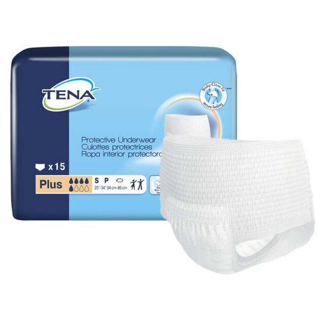 TENA Plus Protective Incontinence Underwear 25"- 34", Moderate Absorbency, Unisex, Small