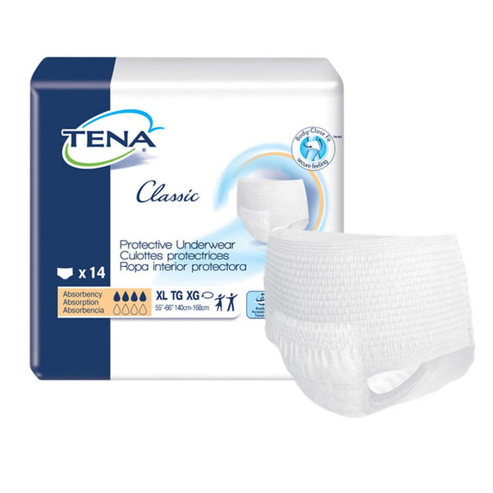 TENA Classic Protective Incontinence Underwear 55"- 66", Moderate Absorbency, Unisex, X-Large