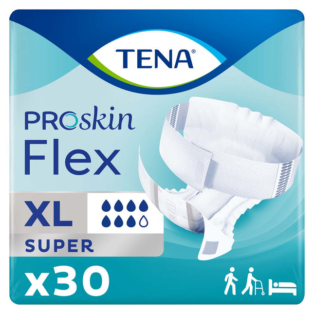 TENA ProSkin Flex Super Belted Incontinence Brief 41"- 61", Heavy Absorbency, Unisex, X-Large