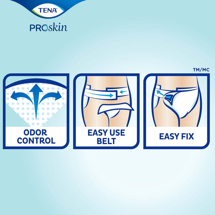 TENA ProSkin Flex Maxi Belted Incontinence Brief 33"- 50", Heavy Absorbency, Unisex, Large