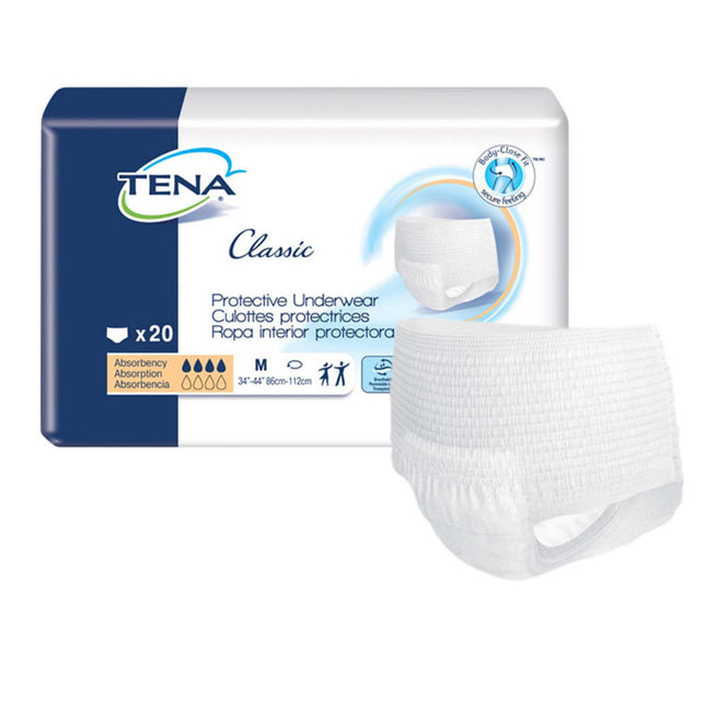 TENA Classic Protective Incontinence Underwear 34"- 44", Moderate Absorbency, Unisex, Medium