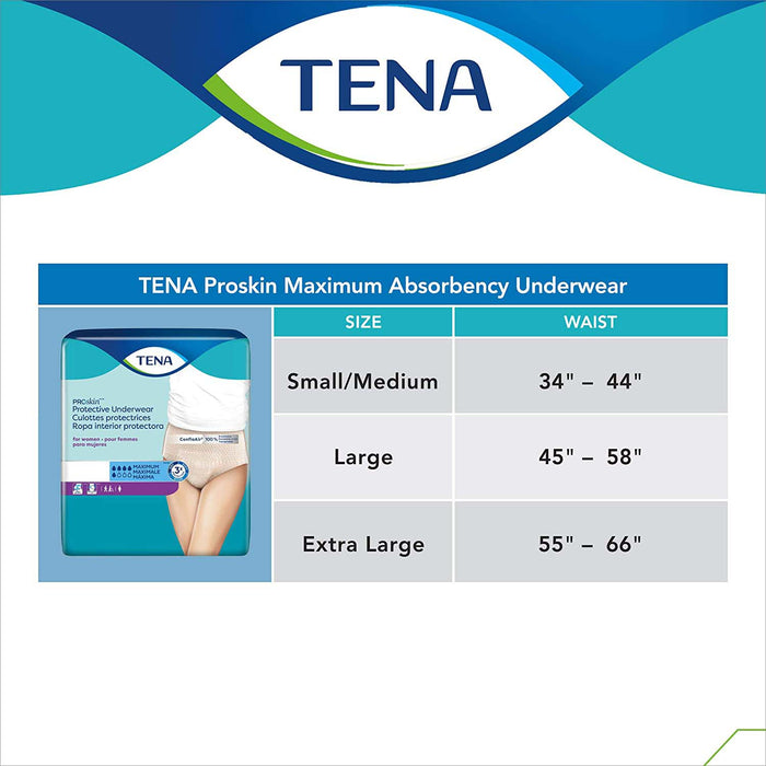 TENA ProSkin Protective Incontinence Underwear for Women 55"- 66", Moderate Absorbency, X-Large
