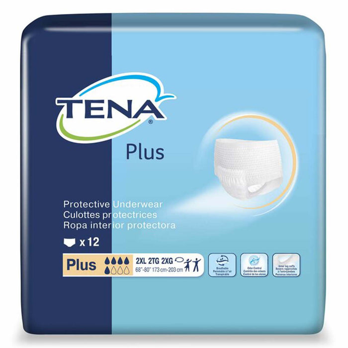 TENA Plus Protective Incontinence Underwear 68"- 80", Moderate Absorbency, Unisex, 2X-Large