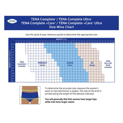 TENA Complete Incontinence Brief 32"- 44", Moderate Absorbency, Unisex, Medium