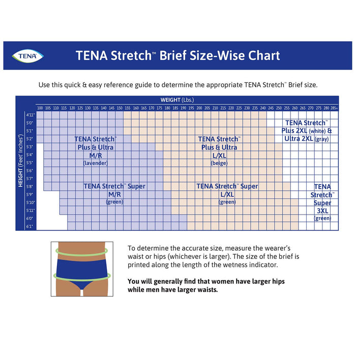 TENA Stretch Plus Incontinence Brief 64"- 70", Moderate Absorbency, Unisex, 2X-Large