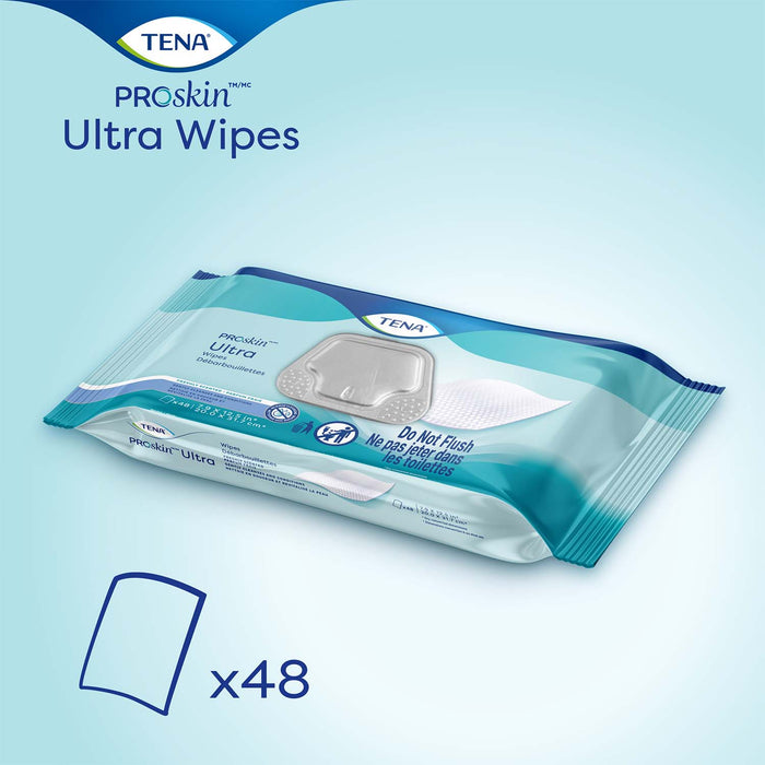 TENA Ultra Washcloth, Premoistened Wipe, Scented, 48 Count