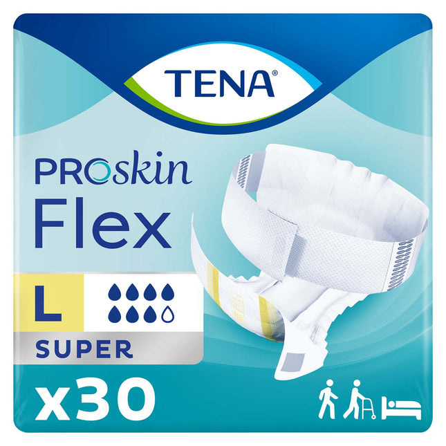 TENA ProSkin Flex Super Belted Incontinence Brief 33"- 50", Heavy Absorbency, Unisex, Large