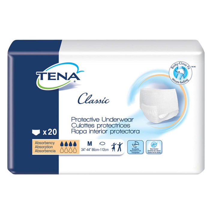 TENA Classic Protective Incontinence Underwear 34"- 44", Moderate Absorbency, Unisex, Medium