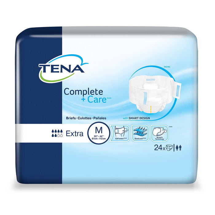 TENA Complete +Care Incontinence Brief 32"- 44", Moderate Absorbency, Unisex, Medium