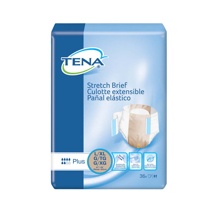 TENA Stretch Plus Incontinence Brief 41"- 64", Moderate Absorbency, Unisex, Large/X-Large