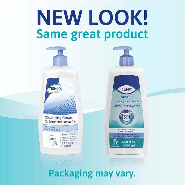 TENA ProSkin Cleansing Cream Rinse-Free Body Wash, Scented, 33.8 fl. oz. Pump Bottle
