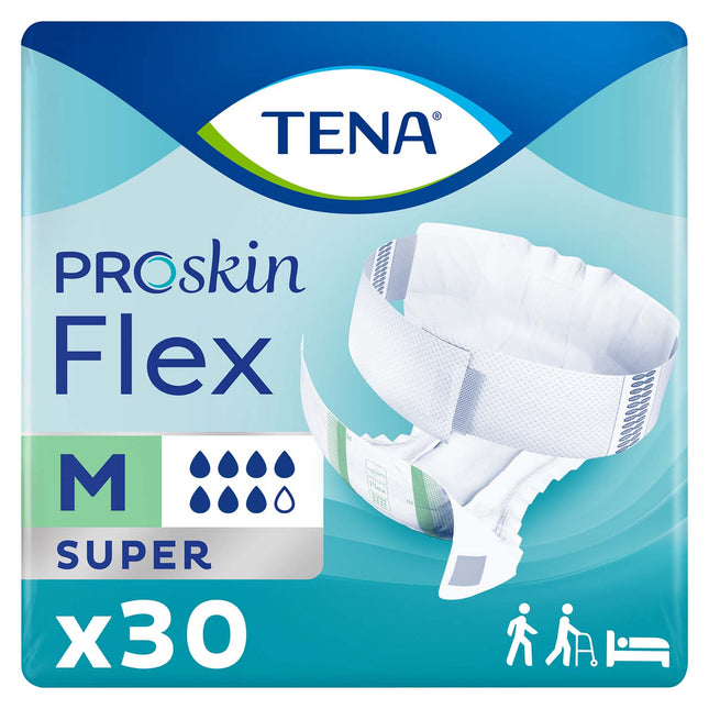 TENA ProSkin Flex Super Belted Incontinence Brief 28"- 42", Heavy Absorbency, Unisex, Medium