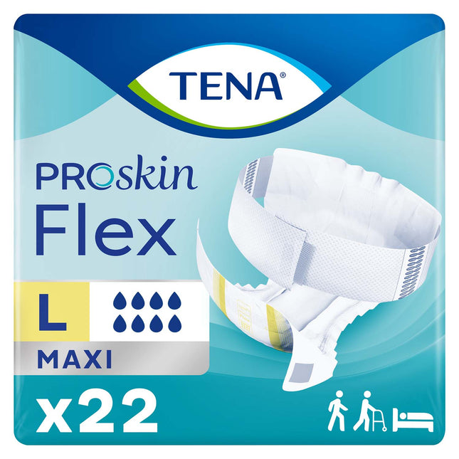 TENA ProSkin Flex Maxi Belted Incontinence Brief 33"- 50", Heavy Absorbency, Unisex, Large