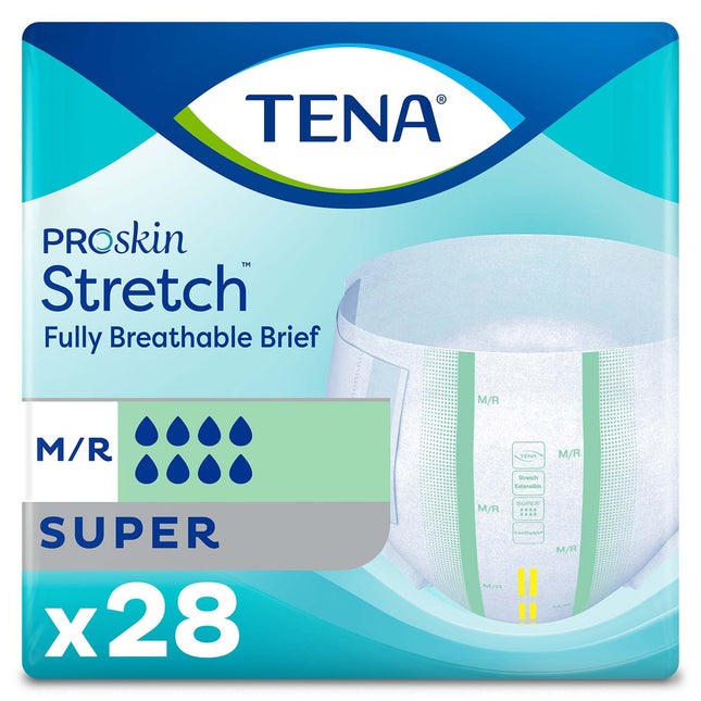 TENA ProSkin Stretch Super Incontinence Brief 33"- 52", Heavy Absorbency, Unisex, Medium/Regular