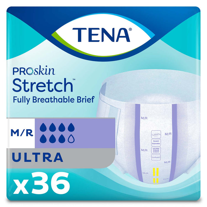 TENA ProSkin Stretch Ultra Incontinence Brief 33"- 52", Heavy Absorbency, Unisex, Medium/Regular