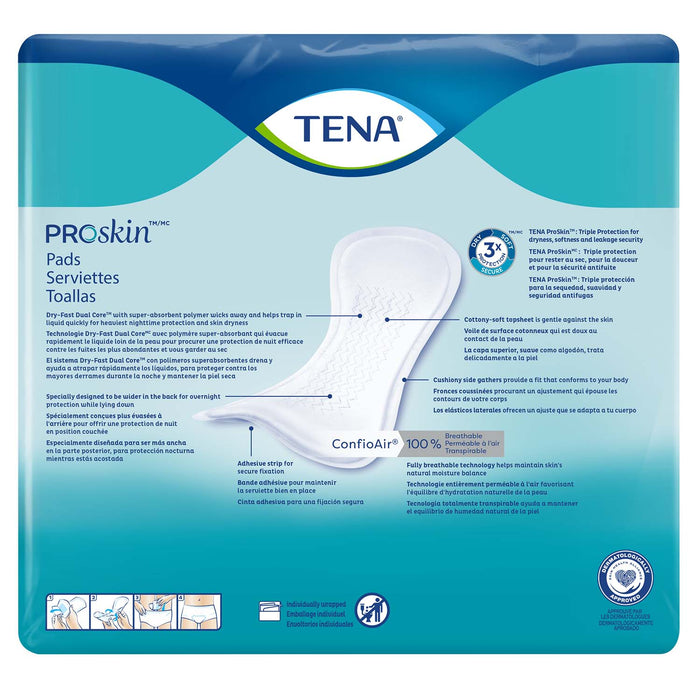 TENA ProSkin Overnight Bladder Leakage Pad for Women 16", Heavy Absorbency