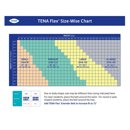 TENA ProSkin Flex Maxi Belted Incontinence Brief 28"- 42", Heavy Absorbency, Unisex, Medium