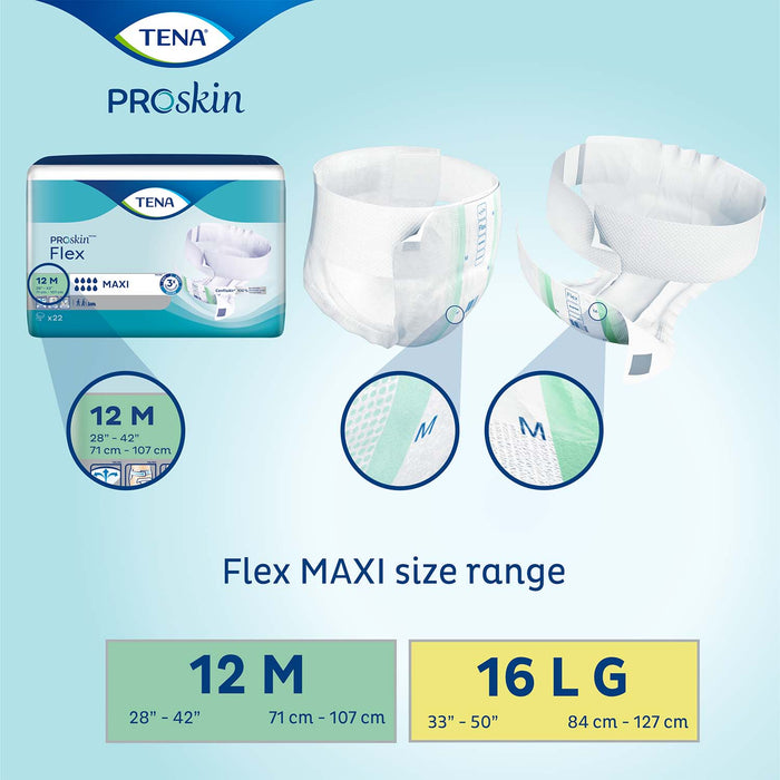 TENA ProSkin Flex Maxi Belted Incontinence Brief 28"- 42", Heavy Absorbency, Unisex, Medium