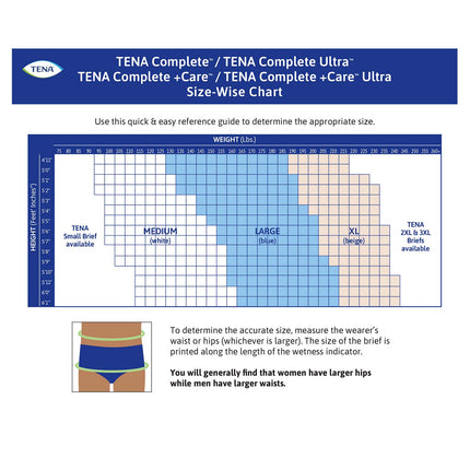 TENA Complete Ultra Incontinence Brief 40"- 56", Moderate Absorbency, Unisex, Large