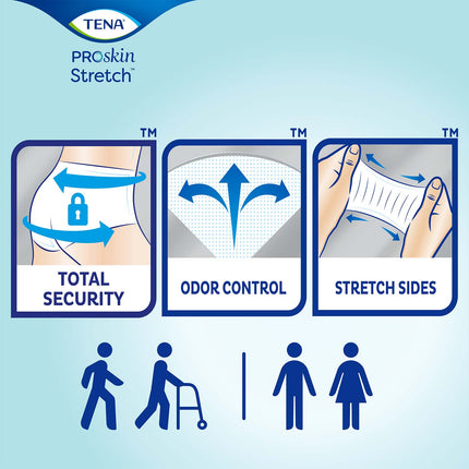 TENA ProSkin Stretch Ultra Incontinence Brief 33"- 52", Heavy Absorbency, Unisex, Medium/Regular