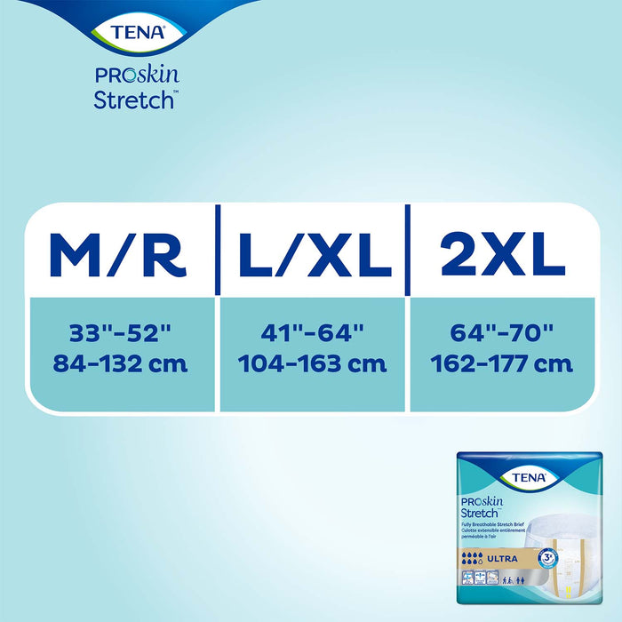TENA ProSkin Stretch Ultra Incontinence Brief 41"- 64", Heavy Absorbency, Unisex, Large/X-Large