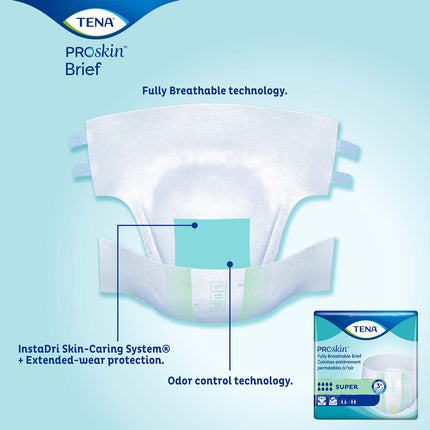 TENA ProSkin Super Incontinence Brief 40"- 50", Heavy Absorbency, Unisex, Regular