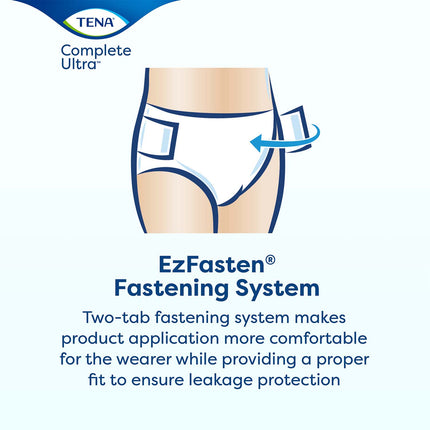 TENA Complete Ultra Incontinence Brief 40"- 56", Moderate Absorbency, Unisex, Large