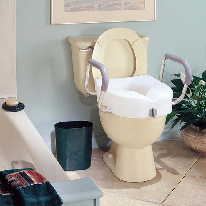 Carex E-Z Lock Raised Toilet Seat with or without Armrests, White