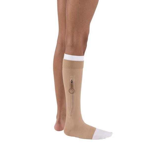 JOBST UlcerCARE 2-Part Compression System with Liners, 40+ mmHg, Knee High, Open Toe, Beige, Left Zipper - HV Supply