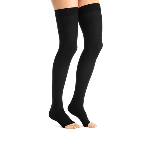 JOBST Opaque Compression Stockings, 30-40 mmHg, Thigh High, Silicone Dot Band, Open Toe - HV Supply