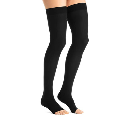 JOBST Opaque Compression Stockings, 15-20 mmHg, Thigh High, Silicone Dot Band, Open Toe - HV Supply