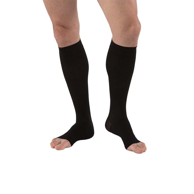 JOBST forMen Compression Socks, 30-40 mmHg, Knee High, Open Toe, Black - HV Supply