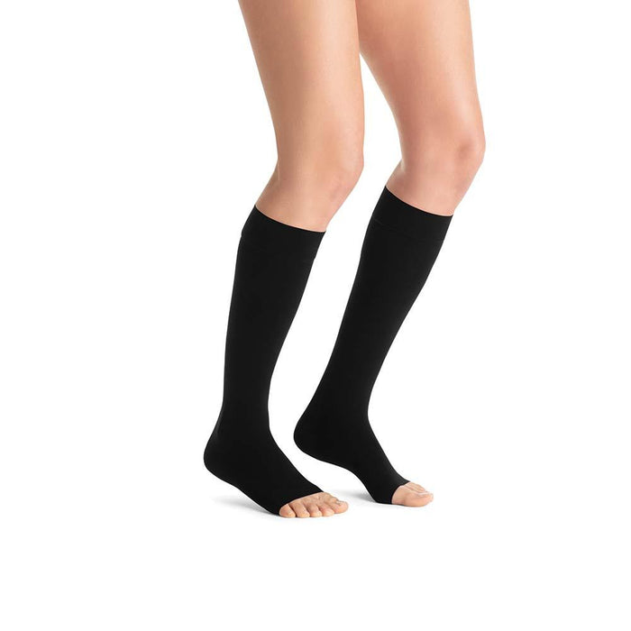 JOBST Opaque Compression Stockings, 15-20 mmHg, Knee High, SoftFit Band, Open Toe - HV Supply