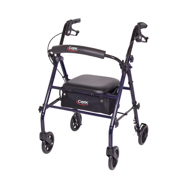 Carex Steel Rolling Walker, Blue